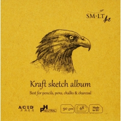Caiet desen SM.LT Layflat Sketch Kraft  Album 14 x 14 cm.