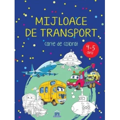 Carti de colorat pentru copii - Mijloace transport 4-5 ani