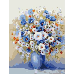 Pictura pe numere - Buchet cu albastrele
