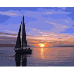 Pictura pe numere - Sailboat at sunset