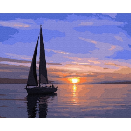 Pictura pe numere - Sailboat at sunset