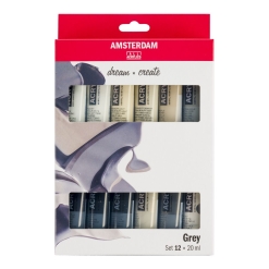 Set 12 culori acrilice Amsterdam 20 ml. -greys