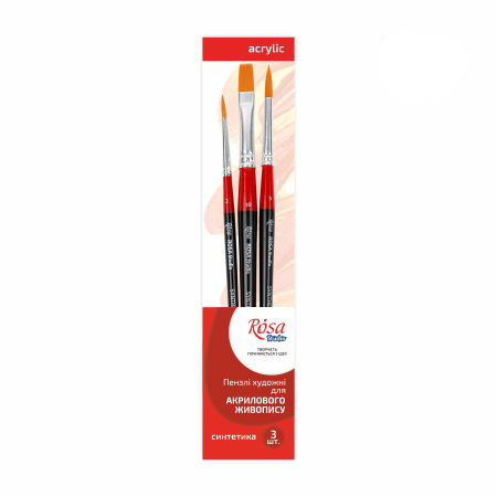 Set 3 pensule sintetice cu Rosa Synthetic Nr 6