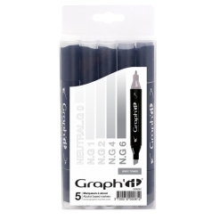 Set 5 markere Graph it -grey Tones