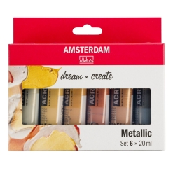 Set 6 culori acrilice Amsterdam 20 ml. - Metallic Set