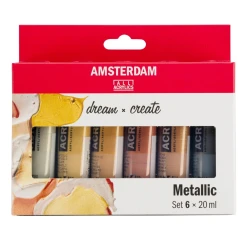 Set 6 culori acrilice Amsterdam 20 ml. - Metallic Set