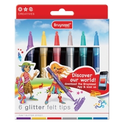 Set 6 markere Bruynzeel Glitter Felt Tips