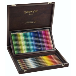 Set 80 creioane colorate Caran d Ache Supracolor caseta lemn