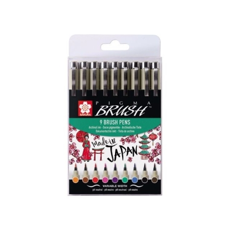 Set 9 markere Sakura Pigma Brush Pens