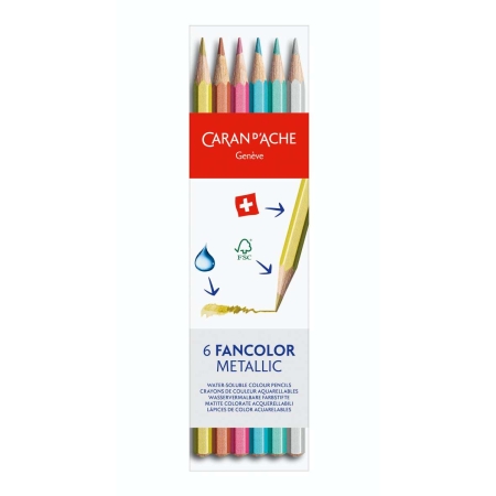 Set creioane colorate Caran d Ache Fancolor Metallic 6
