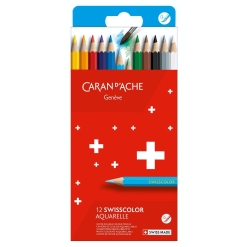 Set creioane colorate Caran d Ache Swisscolor Aquarelle 12