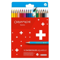 Set creioane colorate Caran d Ache Swisscolor Aquarelle 18