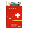 Set creioane colorate Caran d Ache Swisscolor Metal 12