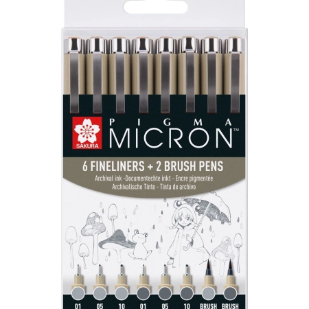 Set linereSakura Pigma linere Micron 8 Light Coolgrey & Coolgrey