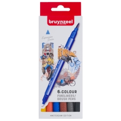 Set markere Fineliner Brush pen Amsterdam 6
