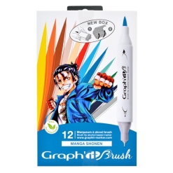 Set markere Graphit brush marker 12 -  Manga Shonen