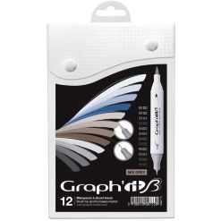 Set markere Graphit brush marker 12 - Mixgreys